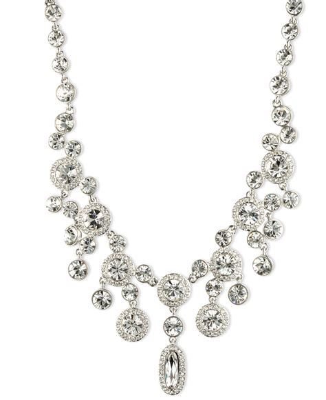 givenchy silvertone and crystal drop necklace|givenchy crystal collar necklace.